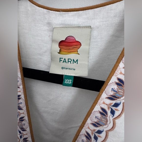 Farm Rio Mystic Blue Lotus Placed Print Long Sleeve Linen Blend Maxi Dress - Picture 15 of 16